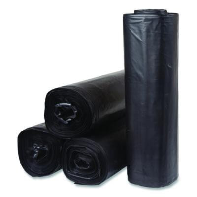 Institutional Low-Density Can Liners, 45 Gal, 1.5 Mil, 40" x 46", Black, Interleaved Roll, 20 Bags/Roll, 5 Rolls/Carton