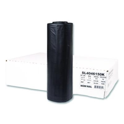 Institutional Low-Density Can Liners, 45 Gal, 1.5 Mil, 40" x 46", Black, Interleaved Roll, 20 Bags/Roll, 5 Rolls/Carton