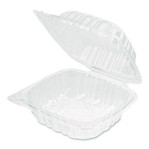 Polypropylene Plastic Hinged Container, 6 x 6 x 3.3, Clear, Plastic, 50/Pack, 6 Packs/Carton