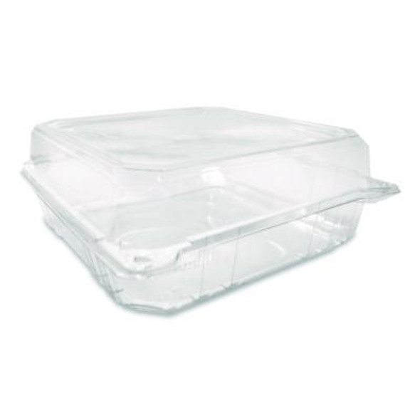 Pet Plastic Hinged Container, 9 x 9 x 3.6, Clear, Plastic, 100/Pack, 2 Packs/Carton