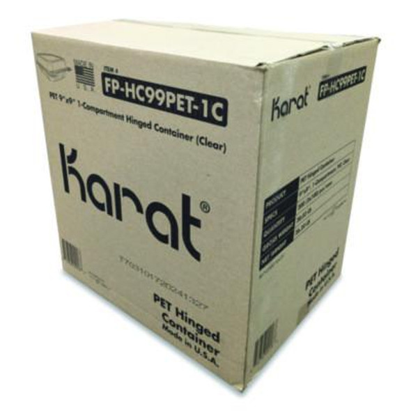 Pet Plastic Hinged Container, 9 x 9 x 3.6, Clear, Plastic, 100/Pack, 2 Packs/Carton