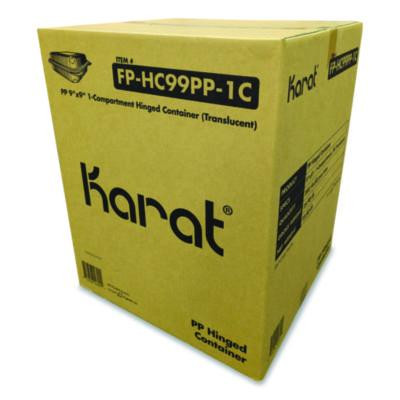 Polypropylene Plastic Hinged Container, 9.35 x 9.22 x 3.17, Clear, Plastic, 50/Pack, 4 Packs/Carton