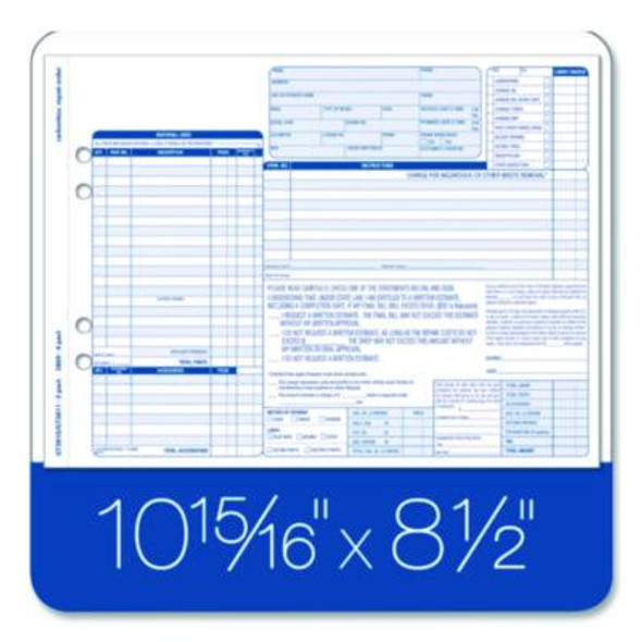 Multipart Auto Repair Work Order Forms, Three-Part Carbonless, 8.5 x 6.94, 50 Forms Total