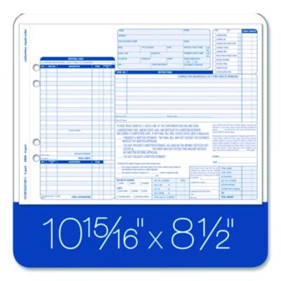 Multipart Auto Repair Work Order Forms, Three-Part Carbonless, 8.5 x 6.94, 50 Forms Total