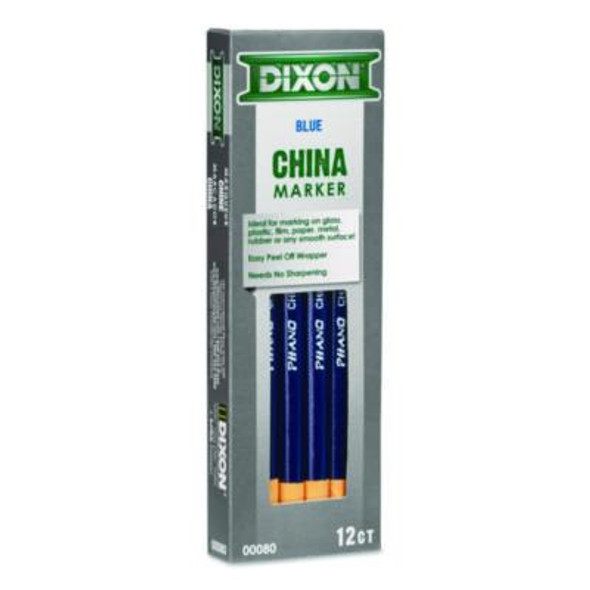 China Marker, 0.37" x 7", Blue, 12/Pack