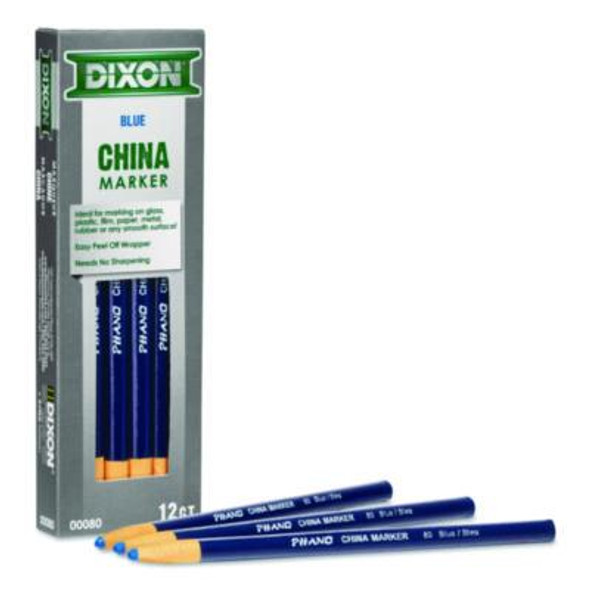 China Marker, 0.37" x 7", Blue, 12/Pack