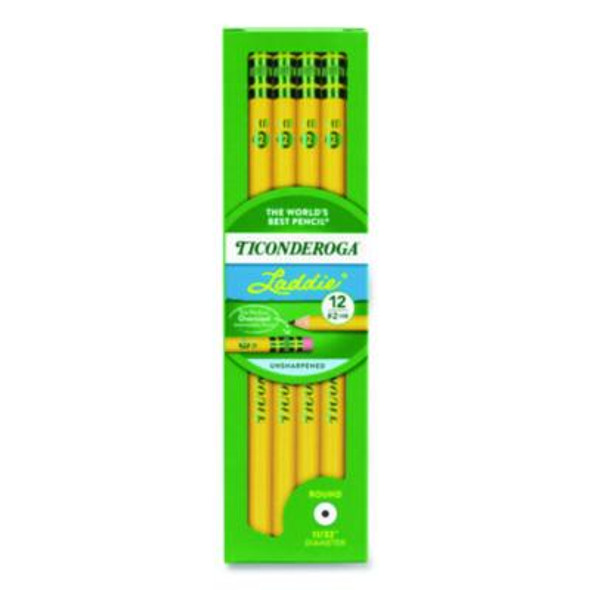 Ticonderoga Laddie Woodcase Pencil With Microban, Hb (#2), Black Lead, Yellow Barrel, 12/Pack