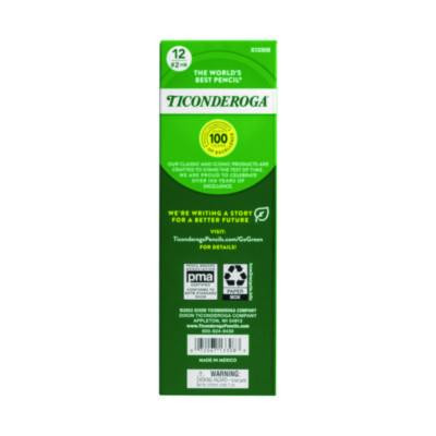 Ticonderoga Beginners Woodcase Pencil With Eraser And Microban, Hb (#2), Black Lead, Yellow Barrel, 12/Pack