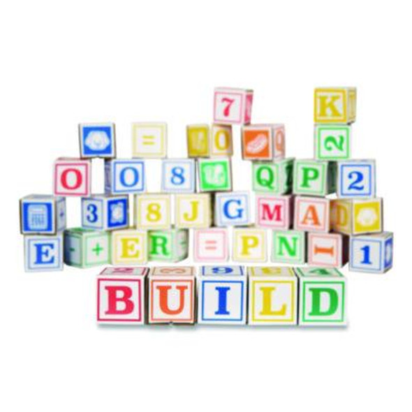 At Play 123 Abc Learning Blocks, Corrugated Board, 3" x 3" x 3", Assorted Colors, 50/Pack