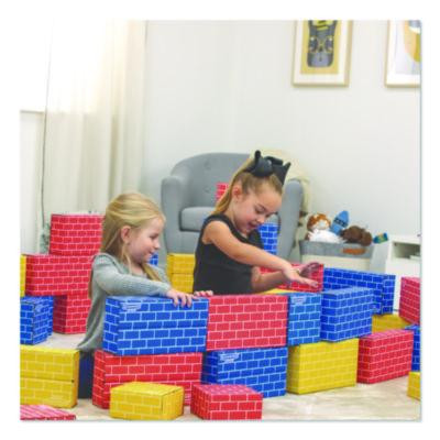 At Play Cardboard Building Block, 32-Ect Corrugated Board, Assorted Sizes And Colors, 40/Pack