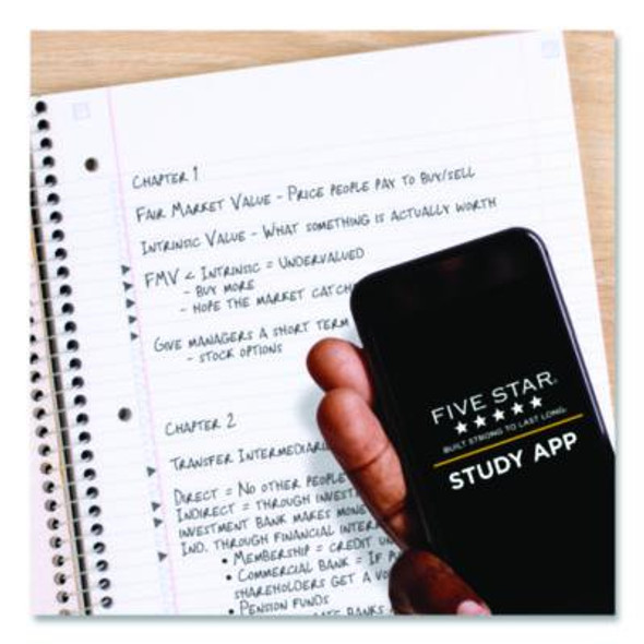 Simple Waves Organic Lines Notebook w/ Study App, 1-Subject, Med/College Rule, Assorted Cover Color (80) 11 x 8.5 Sheets