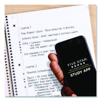 Simple Waves Organic Lines Notebook w/ Study App, 1-Subject, Med/College Rule, Assorted Cover Color (80) 11 x 8.5 Sheets