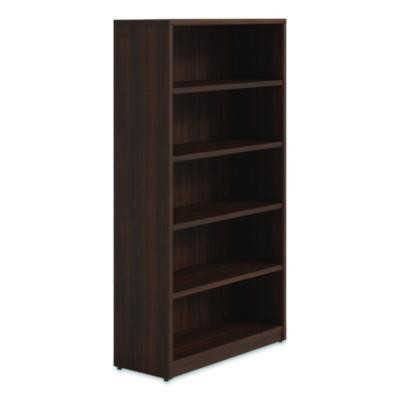 Alera Seville Bookcase, Five-Shelf, 36w x 14d x 65h, Mahogany