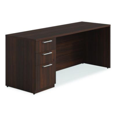 Alera Seville Series Credenza With Pedestal, Left Pedestal, 72w x 24d x 29h, Mahogany