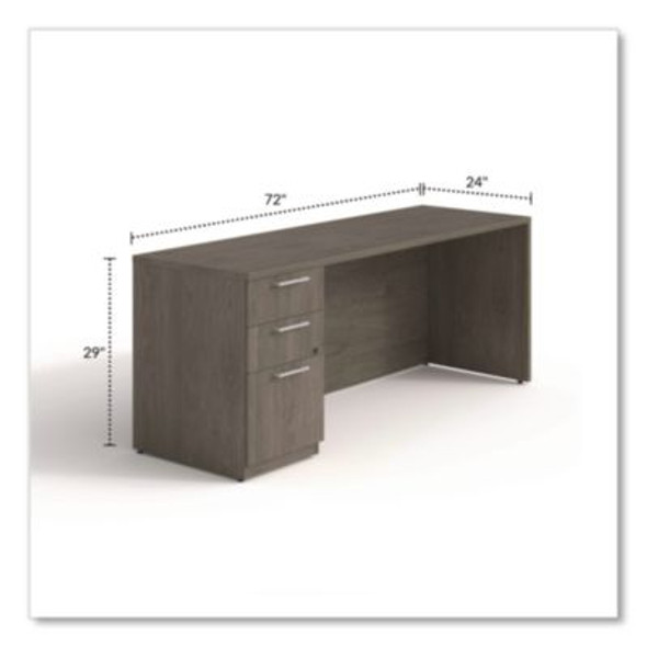 Alera Seville Series Credenza With Pedestal, Left Pedestal, 72w x 24d x 29h, Walnut