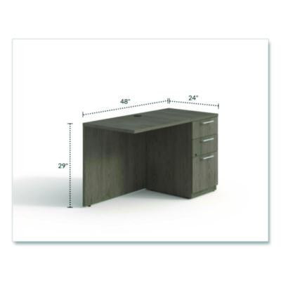 Alera Seville Series Desk Return With Pedestal, Right, 48" x 24" x 29", Walnut