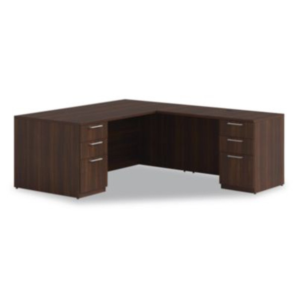 Alera Seville Series Single Pedestal Desk, Left Pedestal, 72" x 36" x 29", Mahogany