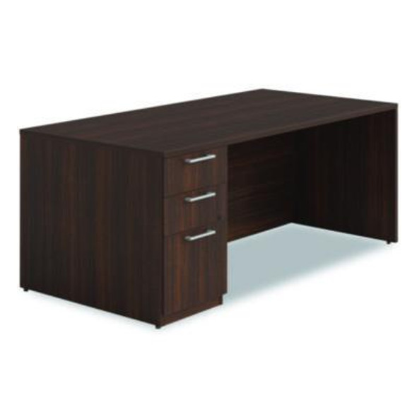 Alera Seville Series Single Pedestal Desk, Left Pedestal, 72" x 36" x 29", Mahogany