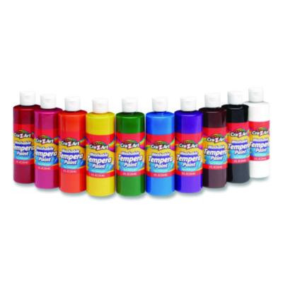 Washable Tempera Paint, 10 Assorted Colors, 8 Oz Bottle, 10/Pack