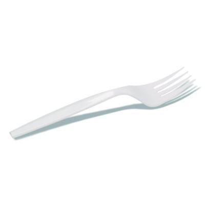 Mediumweight Polypropylene Cutlery, Individually Wrapped, Fork, Plastic, White, 1,000/Carton