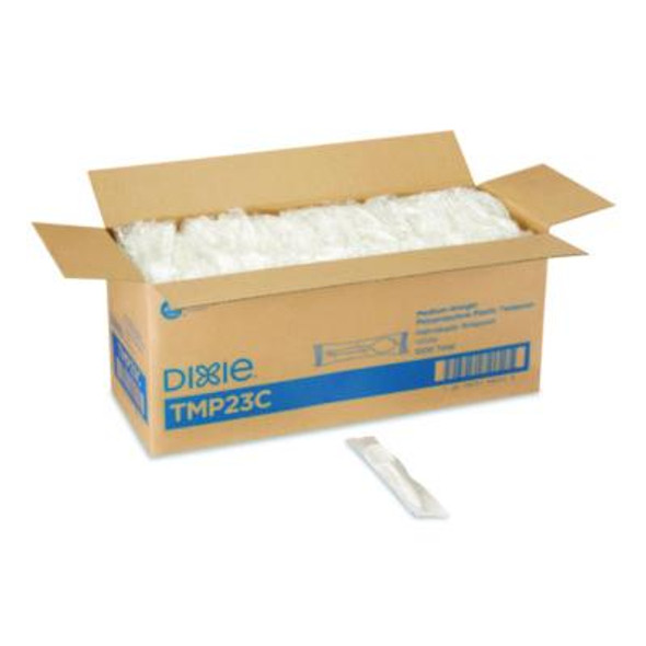 Mediumweight Polypropylene Cutlery, Individually Wrapped, Spoon, Plastic, White, 1,000/Carton