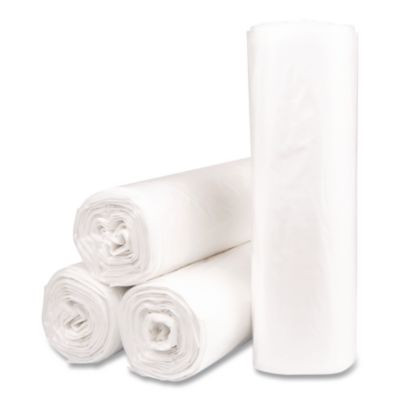 Institutional Low-Density Can Liners, 45 Gal, 1.15 Mil, 40" x 46", Natural, Interleaved Roll, 20 Bags/Roll, 5 Rolls/Carton