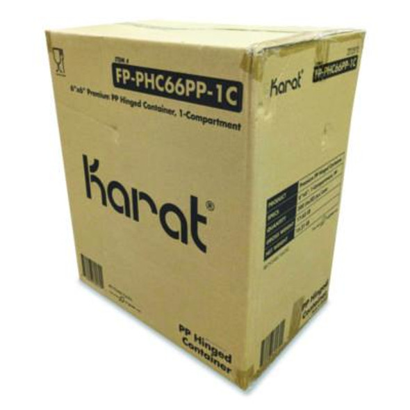 Polypropylene Plastic Hinged Container, 6 x 6 x 3, Black/Clear, Plastic, 50/Pack, 6 Packs/Carton