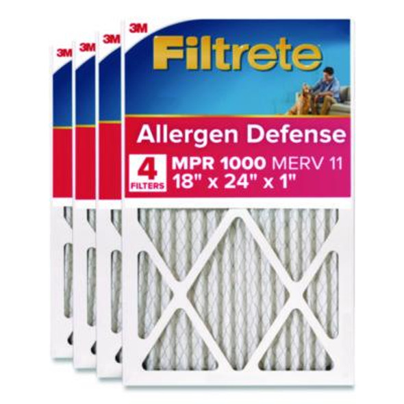 Allergen Defense Air Filter, Merv 11, Mpr 1000, 18 x 24, 4/Carton