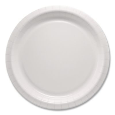 Compostable Paper Dinnerware, Proplanet Seal, Plate, 10" Dia, White, 500/Carton