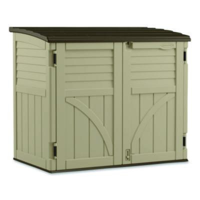 Horizontal Storage Shed, 4 Ft 5" x 2 Ft 8.5" x 3 Ft 9.5", Sand/Slate