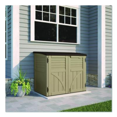 Horizontal Storage Shed, 4 Ft 5" x 2 Ft 8.5" x 3 Ft 9.5", Sand/Slate