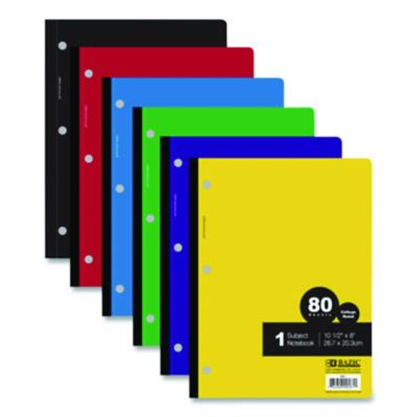 Wireless Notebooks, 1-Subject, Medium/College Rule, Randomly Assorted Cover Color, (80) 10.5 x 7.5 Sheets