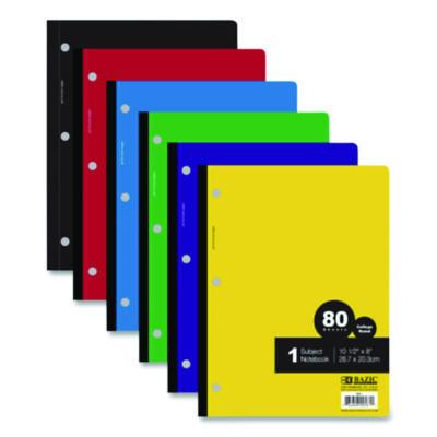 Wireless Notebooks, 1-Subject, Medium/College Rule, Randomly Assorted Cover Color, (80) 10.5 x 7.5 Sheets