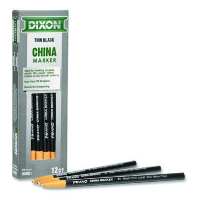 China Marker, Thin Core, 0.37" x 7", Black, 12/Pack