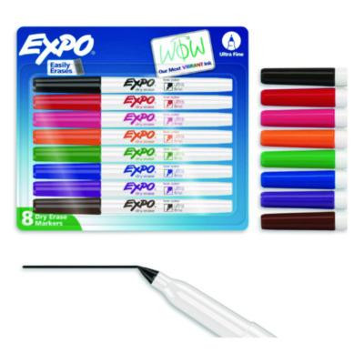 Low-Odor Dry-Erase Marker, Extra-Fine Bullet Tip, Assorted Colors, 8/Set