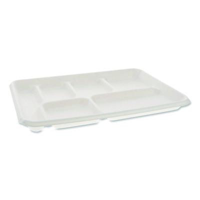 Compostable Fiber Blend School Lunch Tray, Heavy Duty, 8 x 12 x 1, White, 250/Carton