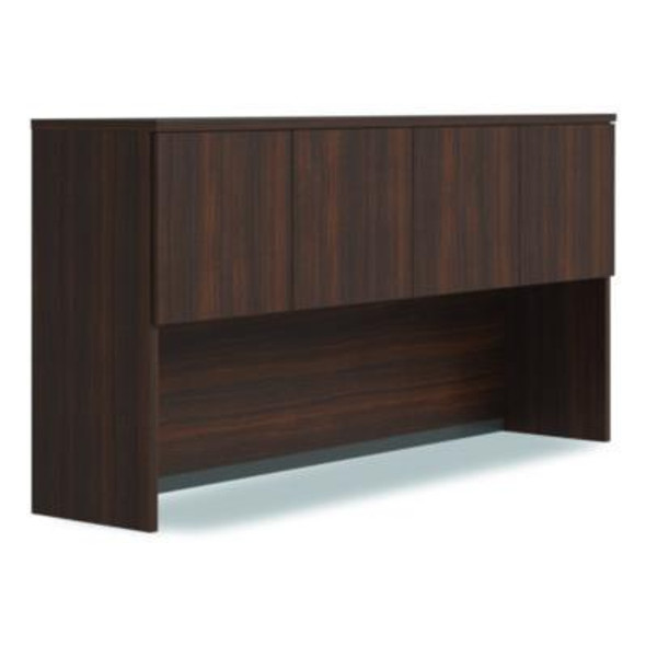 Alera Seville Hutch With Doors, 4 Compartments, 72w x 16d x 36h, Mahogany