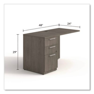 Alera Seville Series Desk Return With Pedestal, Left, 48" x 24" x 29", Walnut