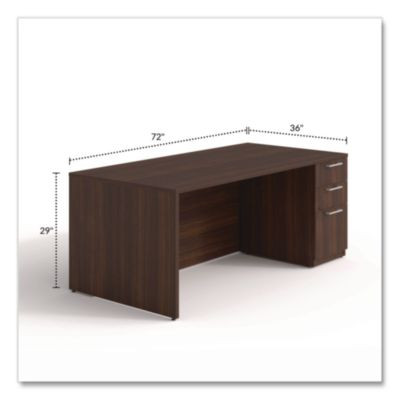 Alera Seville Series Single Pedestal Desk, Right Pedestal, 72" x 36" x 29", Mahogany