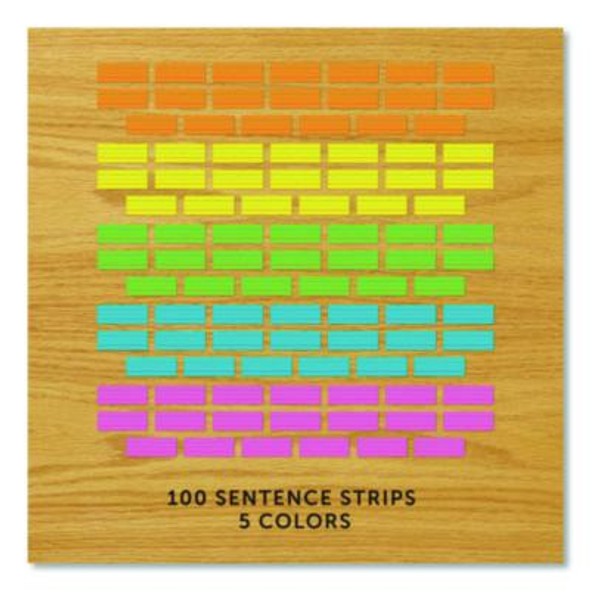 Five-Color Ruled Word Strips, 8" x 3", Assorted Colors, 100/Pack