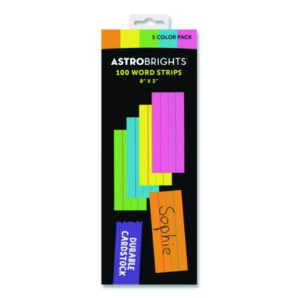 Five-Color Ruled Word Strips, 8" x 3", Assorted Colors, 100/Pack