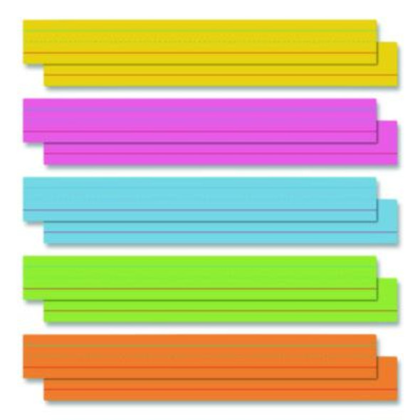 Five-Color Ruled Sentence Strips, 24" x 3", Assorted Colors, 100/Pack