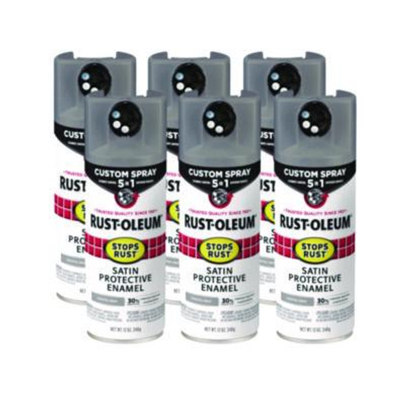 Stops Rust 5-In-1 Spray Paint, Satin Coastal Gray, 12 Oz Aerosol Can, 6/Carton