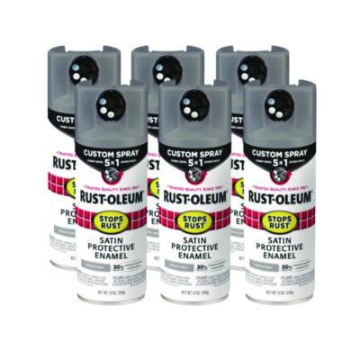 Stops Rust 5-In-1 Spray Paint, Satin Coastal Gray, 12 Oz Aerosol Can, 6/Carton