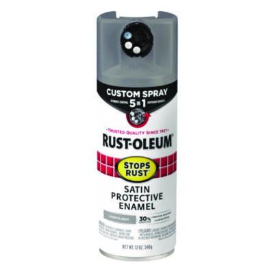 Stops Rust 5-In-1 Spray Paint, Satin Coastal Gray, 12 Oz Aerosol Can, 6/Carton
