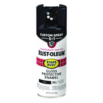 Stops Rust 5-In-1 Spray Paint, Gloss Black, 12 Oz Aerosol Can, 6/Carton