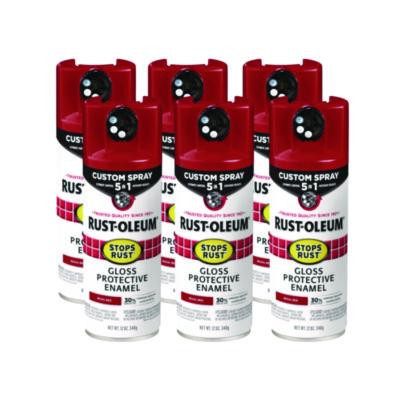 Stops Rust 5-In-1 Spray Paint, Gloss Regal Red, 12 Oz Aerosol Can, 6/Carton