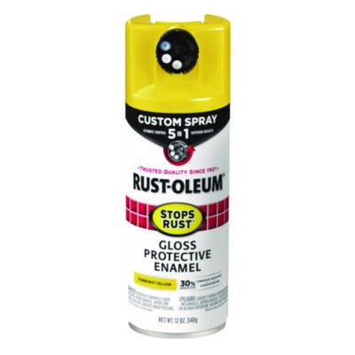 Stops Rust 5-In-1 Spray Paint, Gloss Sunburst Yellow, 12 Oz Aerosol Can, 6/Carton