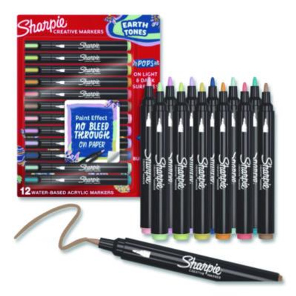 Creative Markers, Bullet Tip, Assorted Earth Tones, 12/Pack