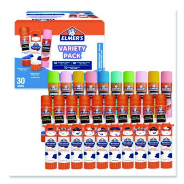 Glue Stick Variety Pack, 0.21 Oz, Dries Clear, 30/Pack